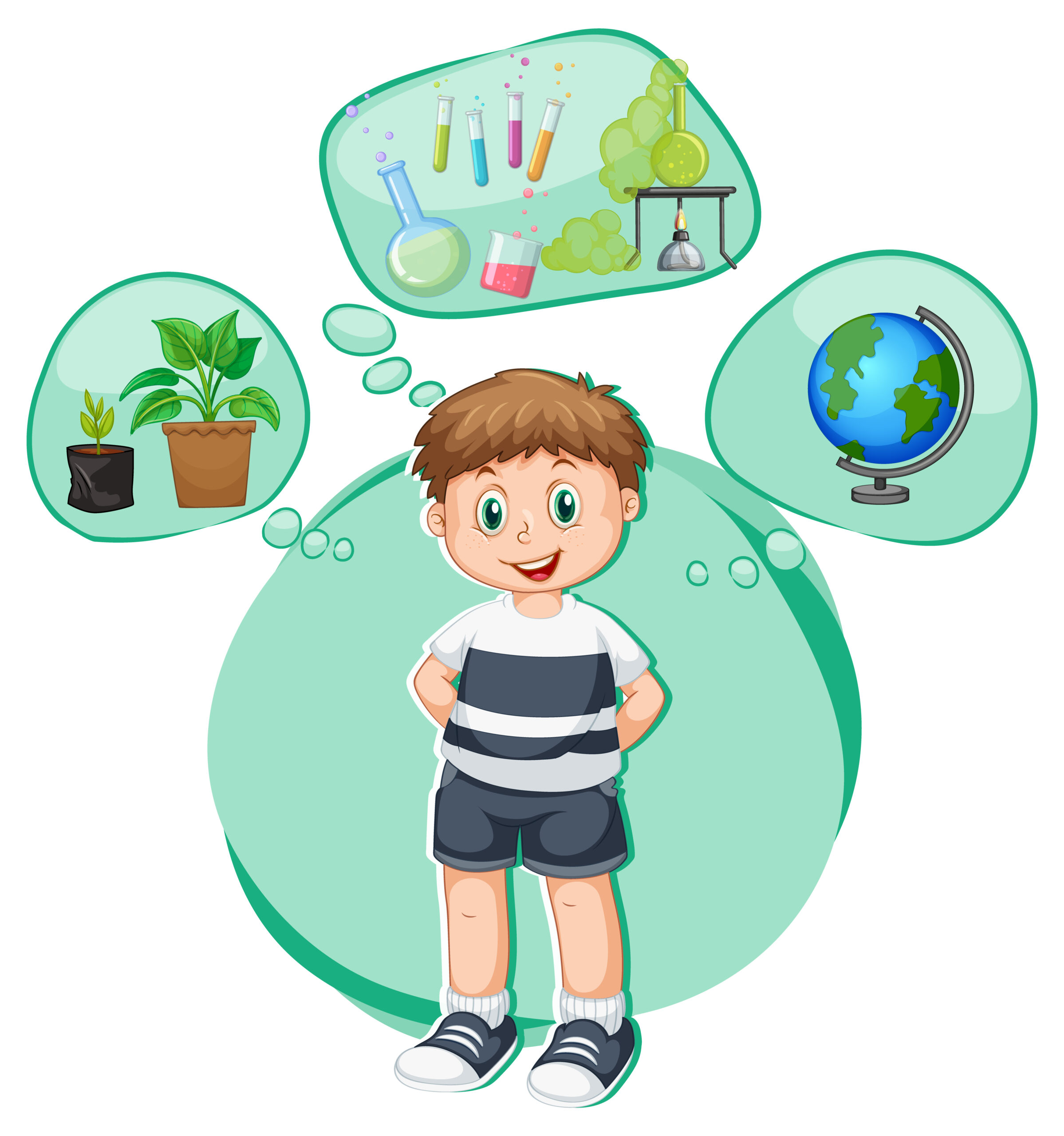 A boy thinking with callouts illustration